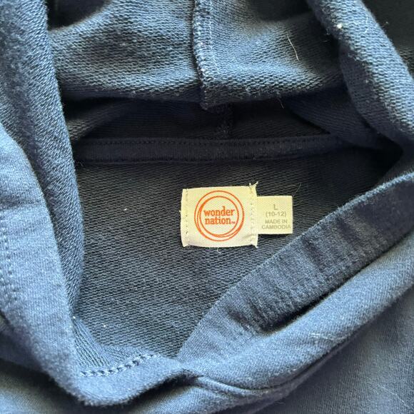 Wonder Nation Girls Navy Blue Rainbow Stripe Hooded Sweatshirt L 10-12 - Picture 5 of 6